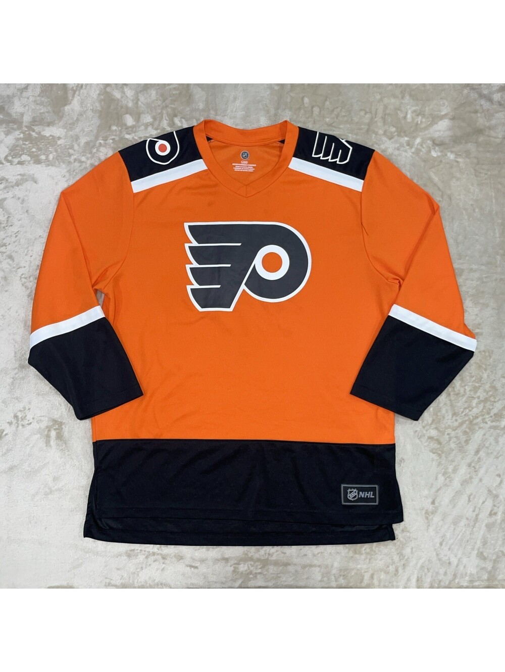 NHL Philadelphia Flyers Hockey Jersey Orange /Black/White Mens Size Large